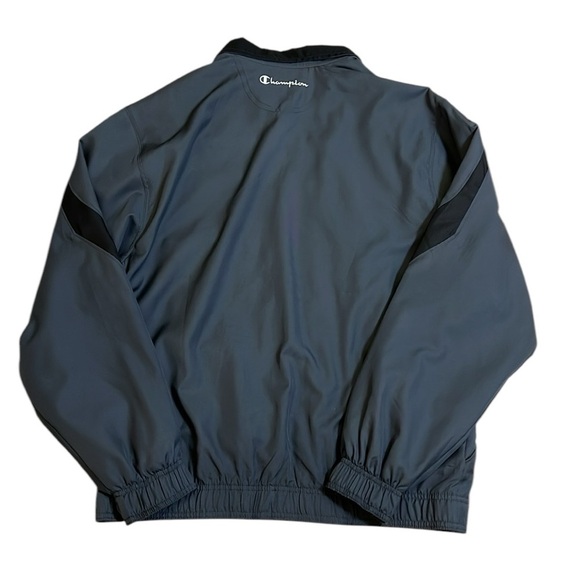 Champion Double Dry Zip Track Jacket Windbreaker Gray/Black Bomber Style Medium - Picture 9 of 10